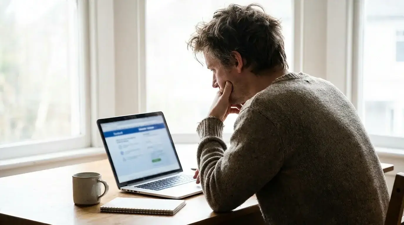 Adult reviewing additional safer-gambling tools on a laptop