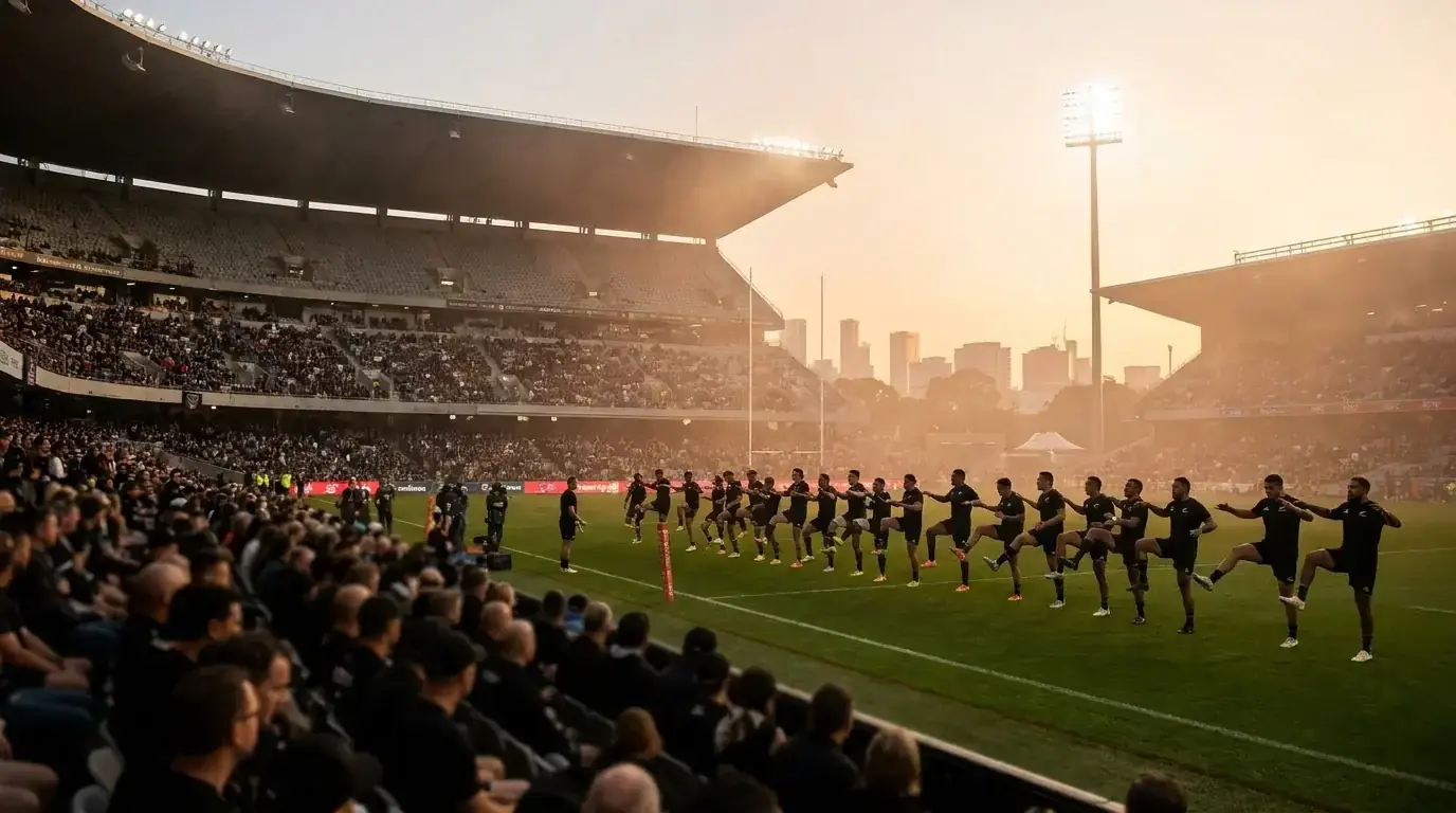 NRL team warming up in formation before a finals match