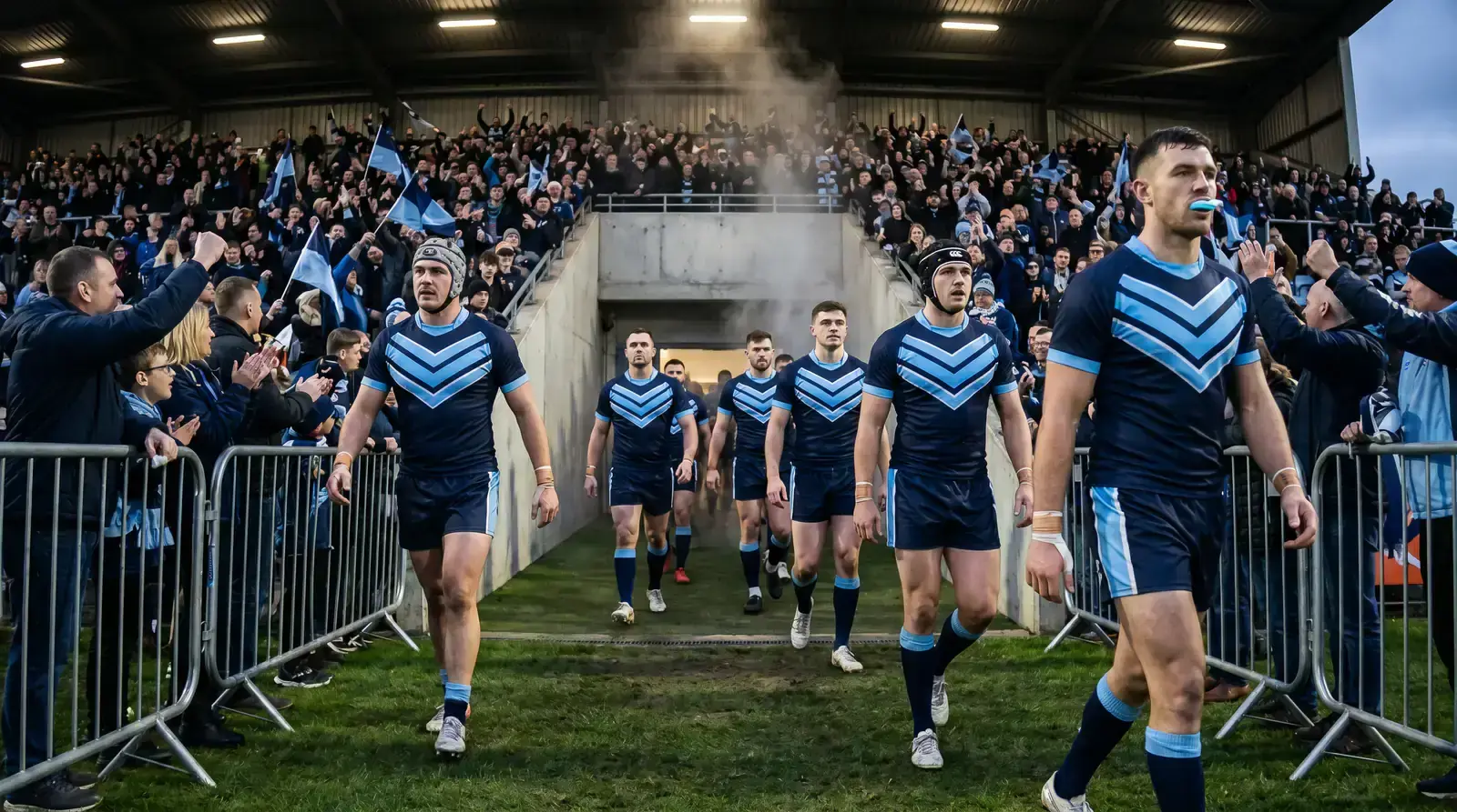 NRL Grand Final players walking out through the tunnel