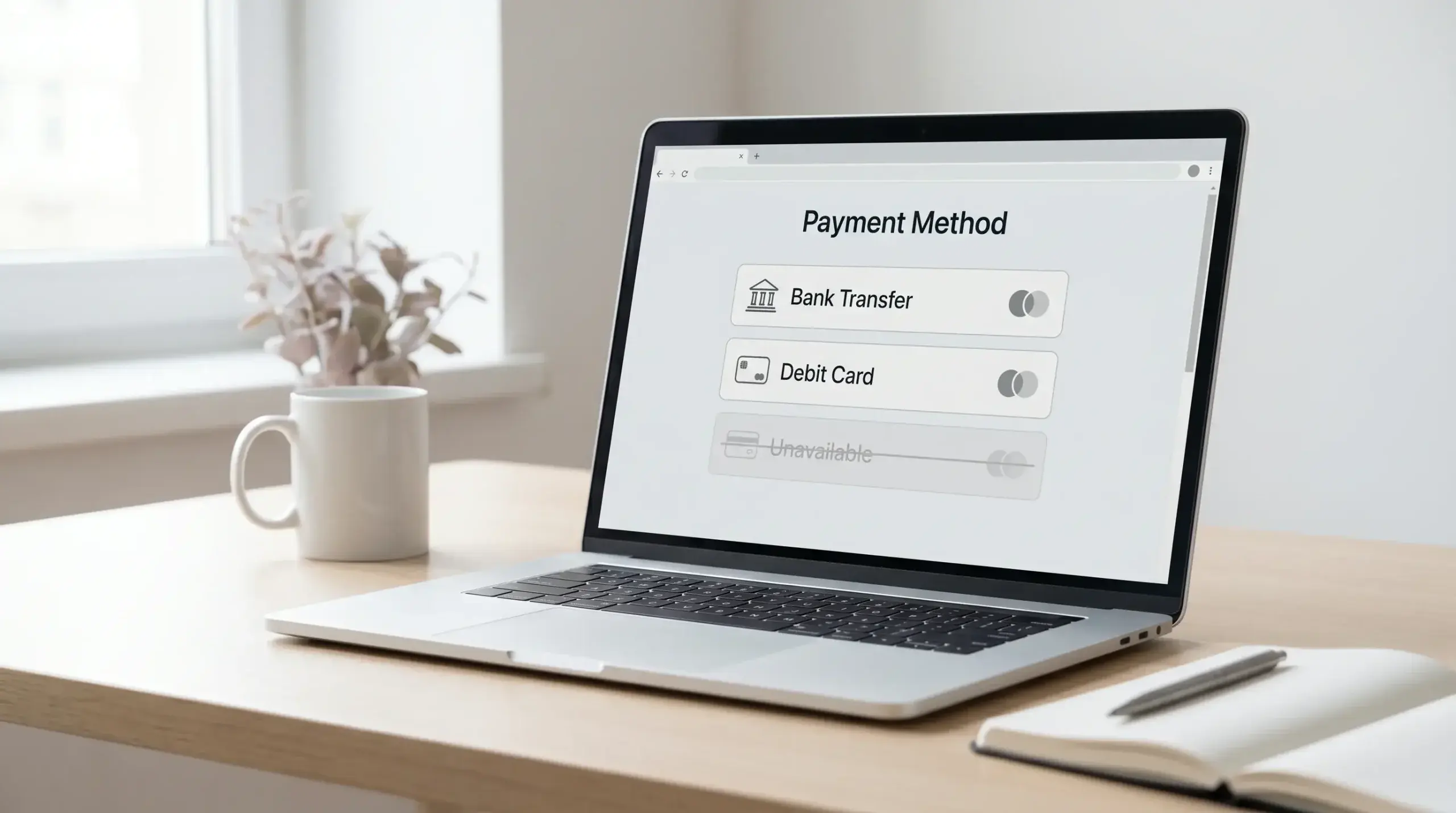 Online wagering deposit screen with restricted payment options and a bank-transfer pathway highlighted