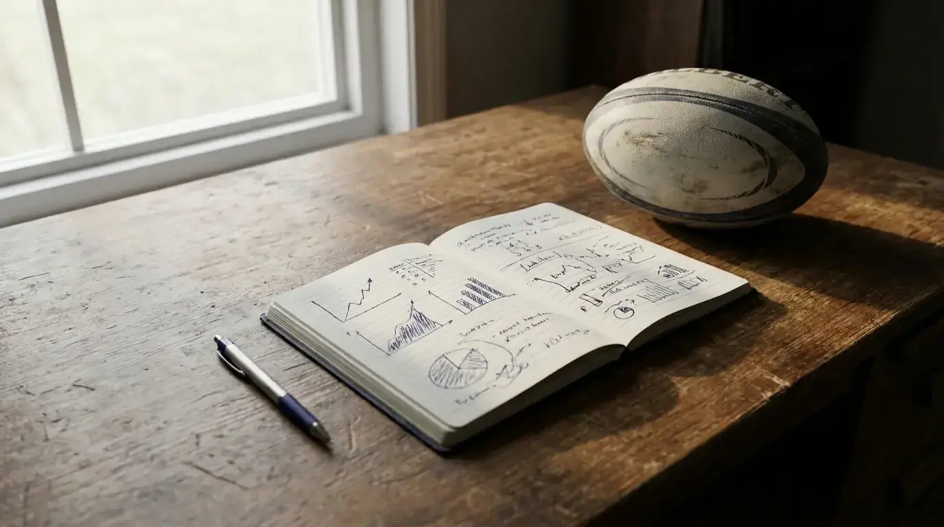 Bettor's notebook with simple notes about home-versus-away patterns