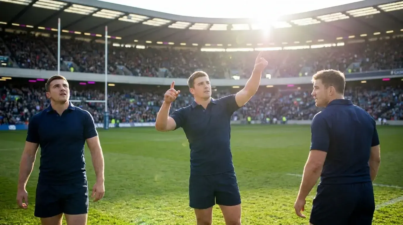 Rugby back three taking position before a kick reception