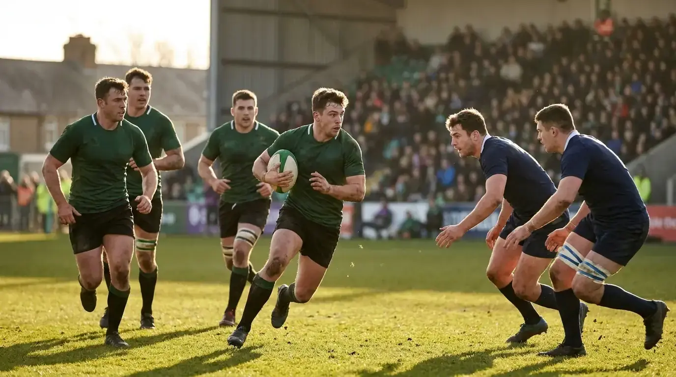 URC match with a backline executing an attacking move